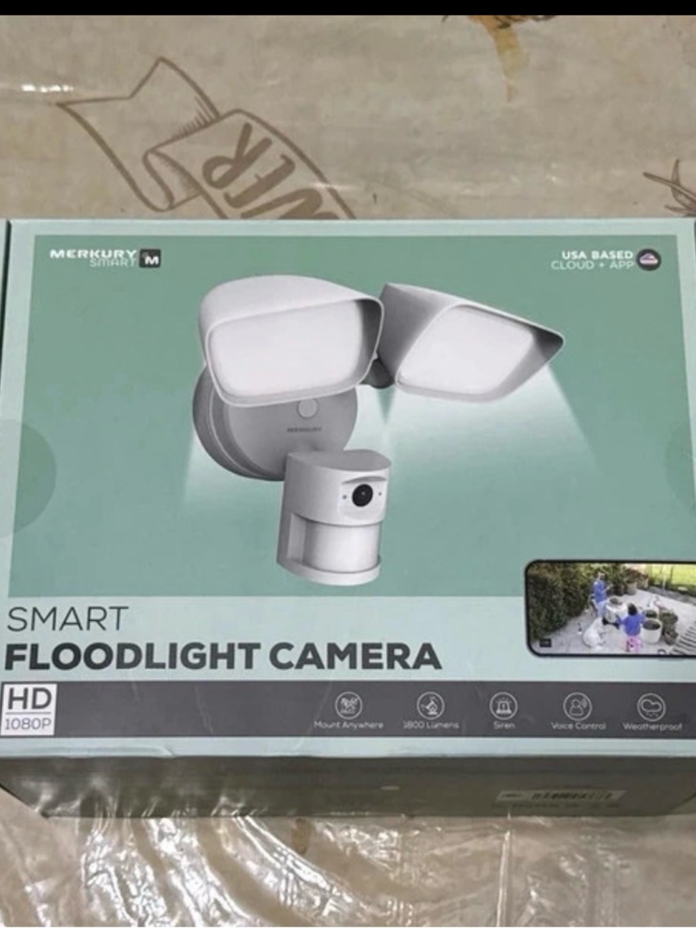 Merkury Smart White Floodlight Camera - 1080p Outdoor Security Light